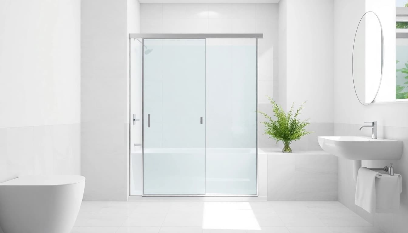 Showcase elegant shower screen sliding door in modern bathroom setting