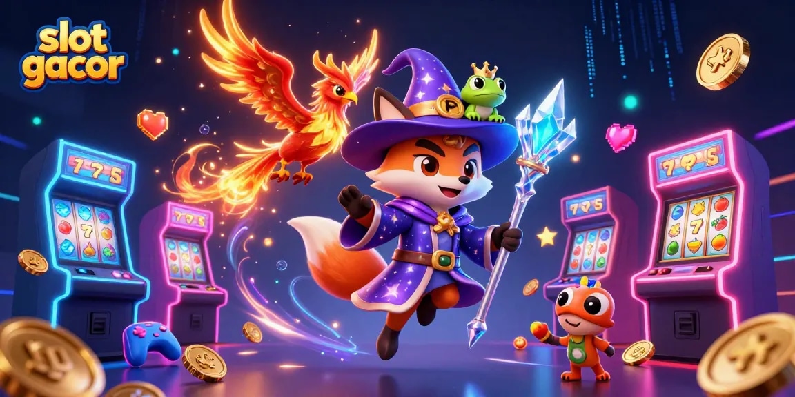 Slot gacor: Menangkan jackpot dengan visual berkilau dalam ilustrasi kasino 3D.