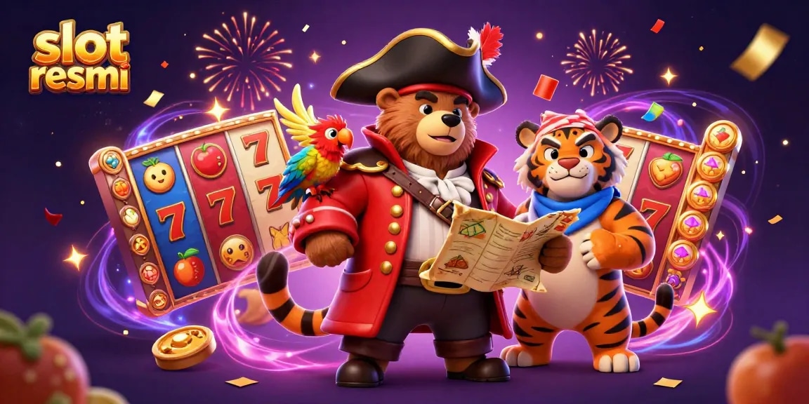 Engage with slot resmi and spin for jackpots in this vibrant 3D casino art featuring dynamic characters.