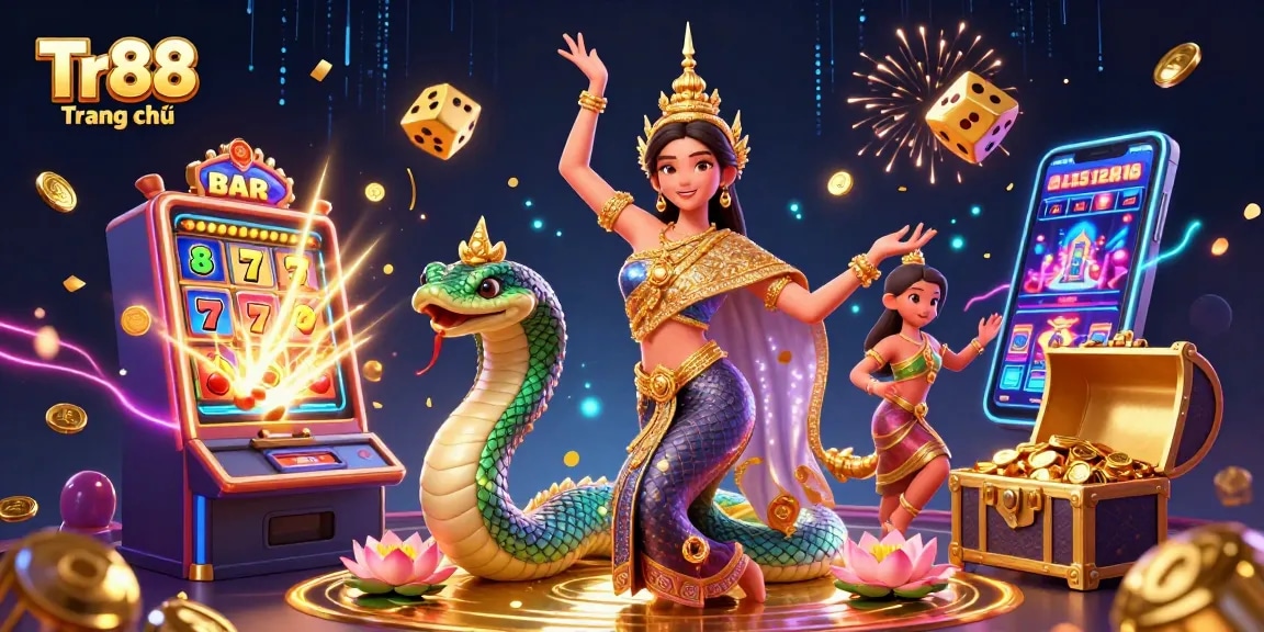 Experience thrilling gambling at Tr88 Trang chủ with exciting slots, traditional elements, and vibrant casino atmosphere.