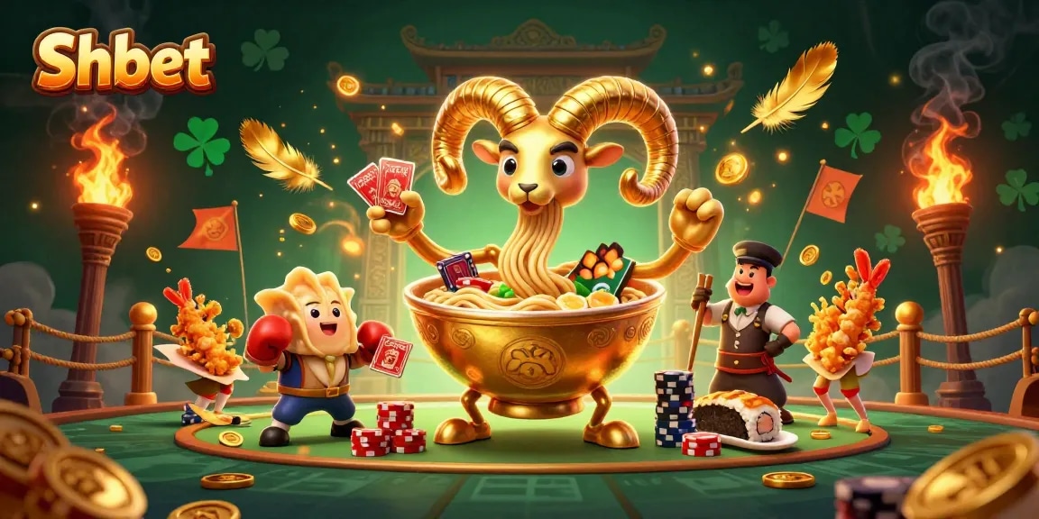 Engage with Shbet's innovative gambling experience featuring a vibrant 3D scene of animated casino characters.