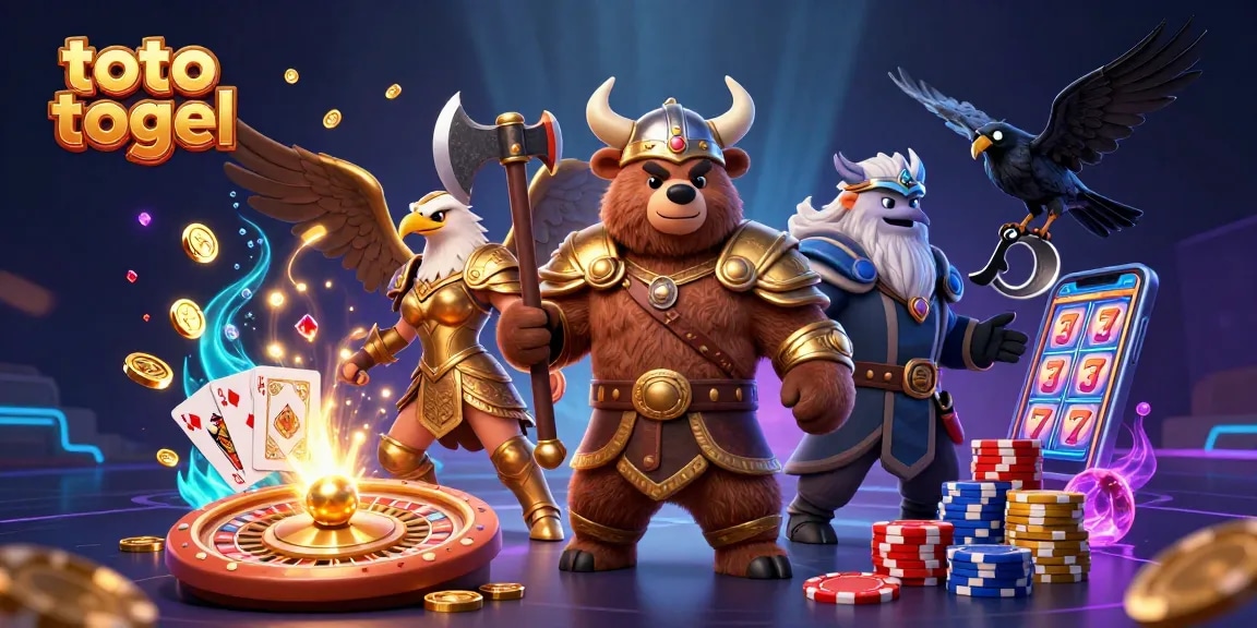 Experience the excitement of toto togel with dynamic casino elements and characters in a rich 3D scene.