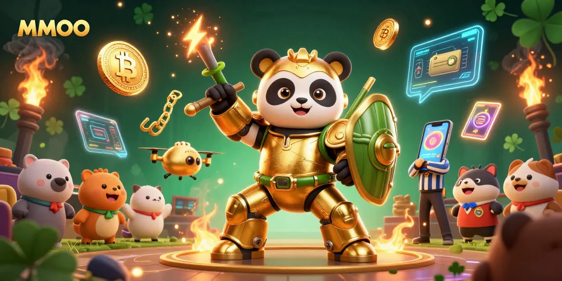 Engage in thrilling MMOO casino adventures with golden panda battling in a dynamic arena.