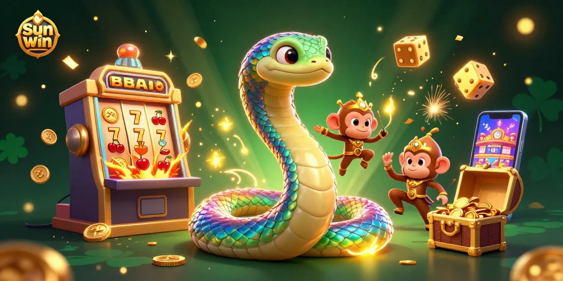 Experience the sun win thrill with a vibrant 3D illustration of a jackpot explosion and playful characters in a casino setting.