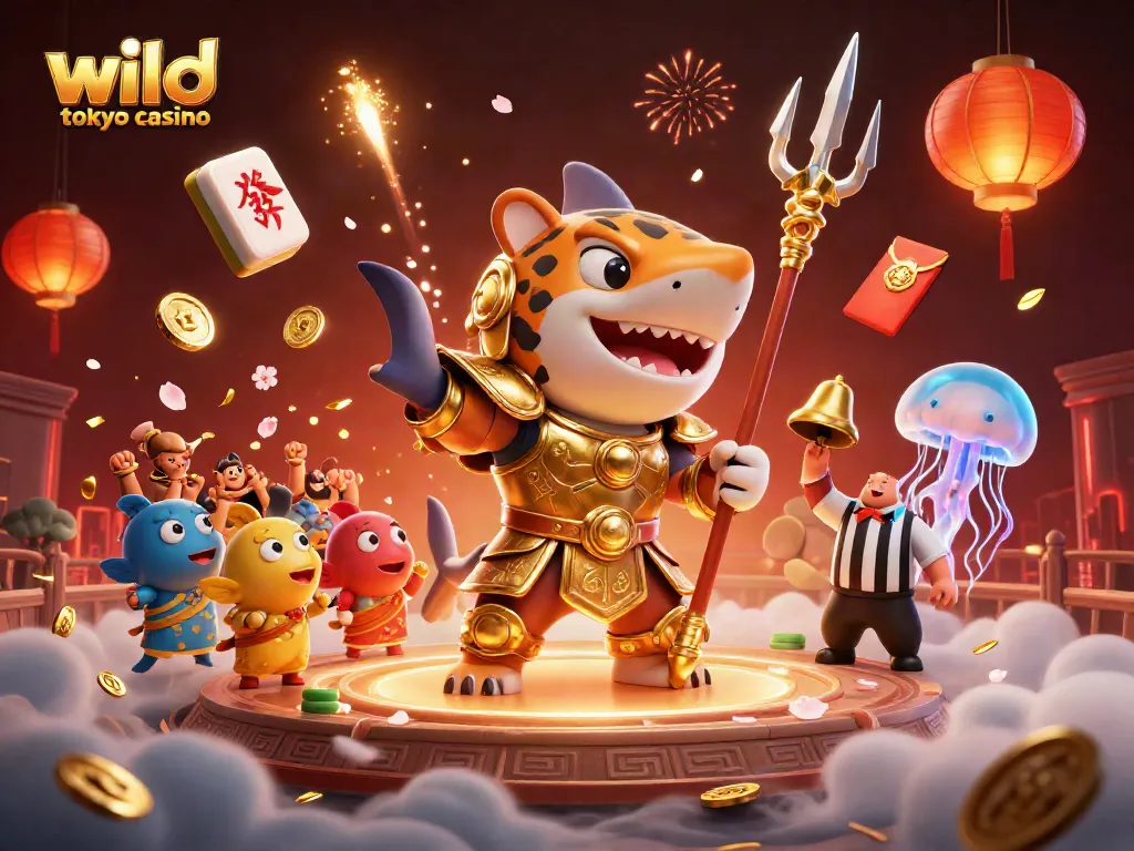 Experience the excitement of wild tokyo casino with an action-packed underwater scene featuring a gladiator shark.