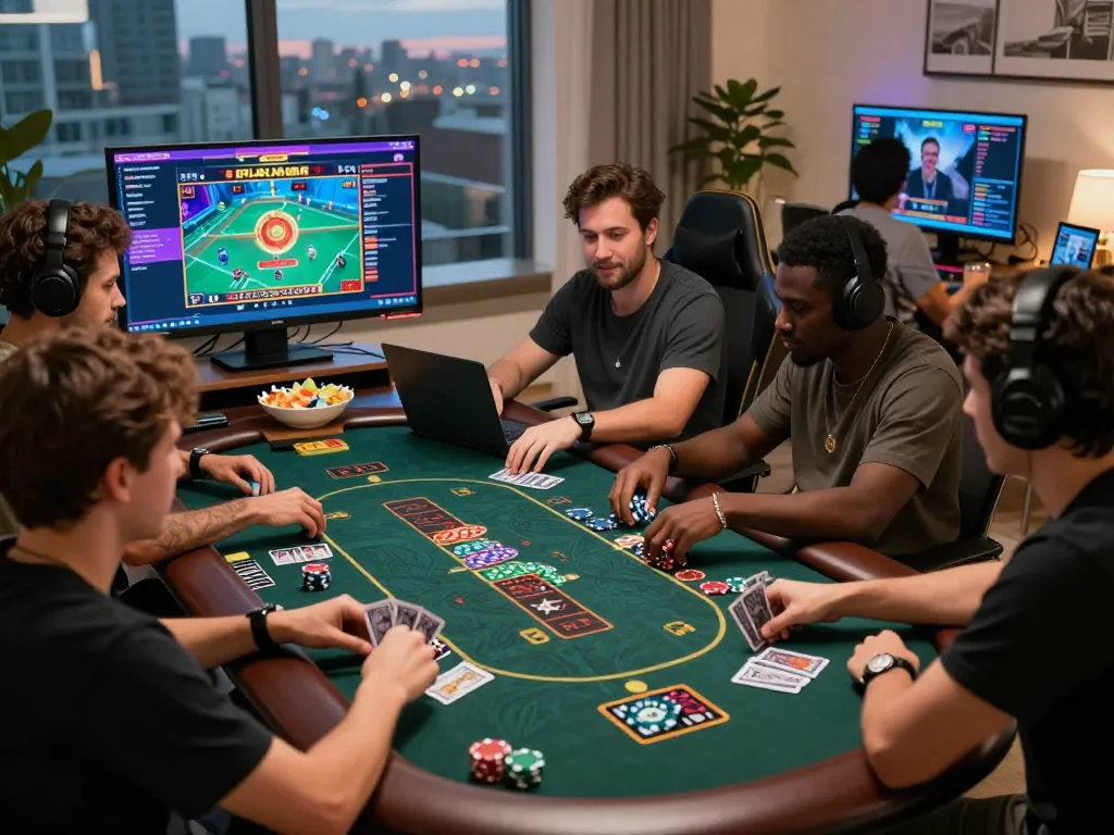 Engaging gaming scene at home with players enjoying live casino games from https://789clubweb.com/ in an exciting atmosphere.