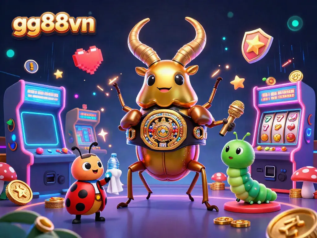 Experience the excitement at gg88vn with a vibrant casino-themed digital illustration featuring animated casino and arcade elements.