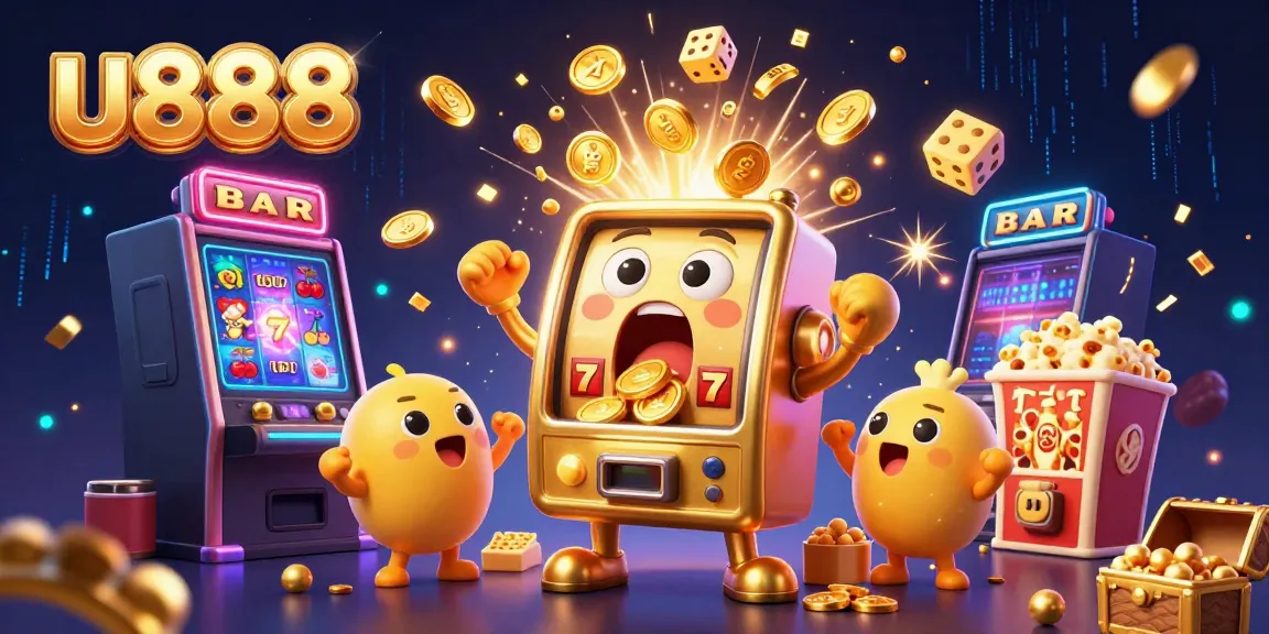 Spin the jackpot with u888's lively slot machines celebrating big wins filled with gold.