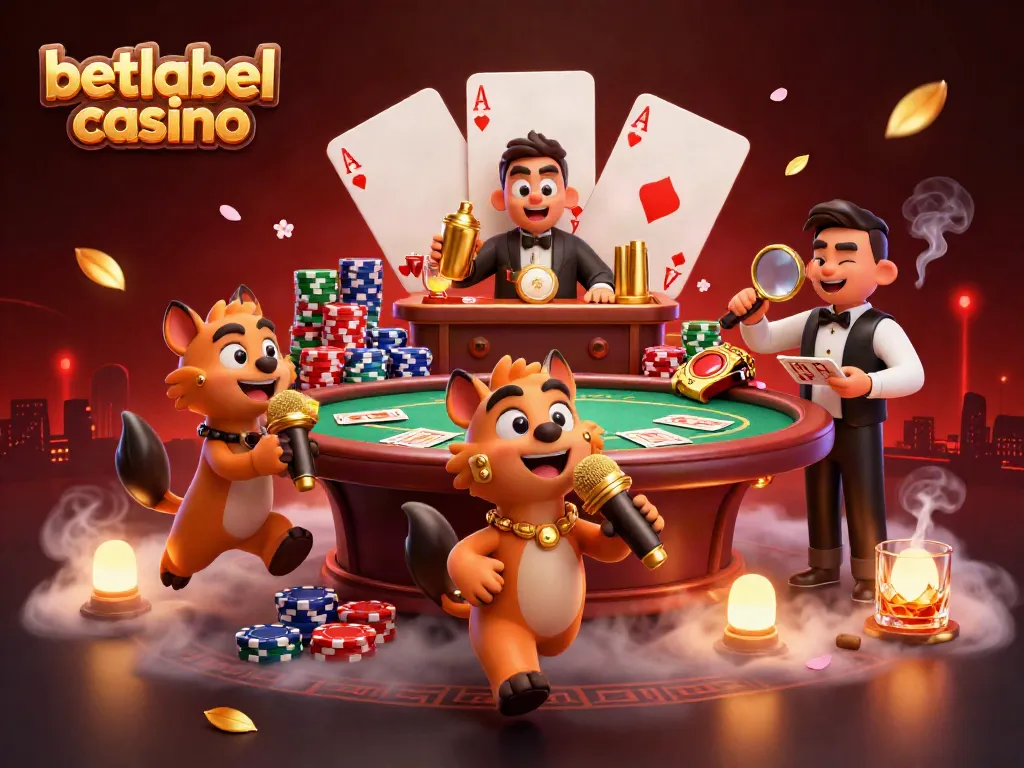 Experience the vibrant atmosphere of the betlabel casino with lively hyena characters in a comedic casino setting.