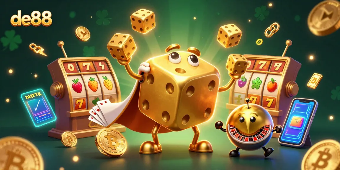 Experience thrilling wins with the dynamic de88 casino featuring golden dice golem and vibrant slot reels.