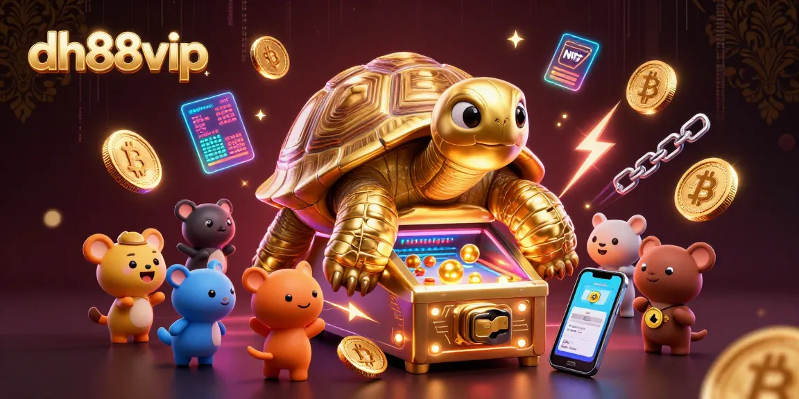 Engage with dh88vip in this lively 3D illustration showcasing a whimsical golden tortoise pinball machine.