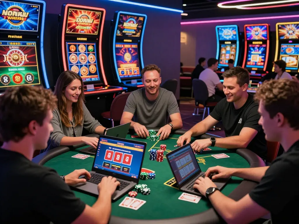 Exciting online gaming with diverse players enjoying sunwin20 platform, vibrant atmosphere of live casino experience.