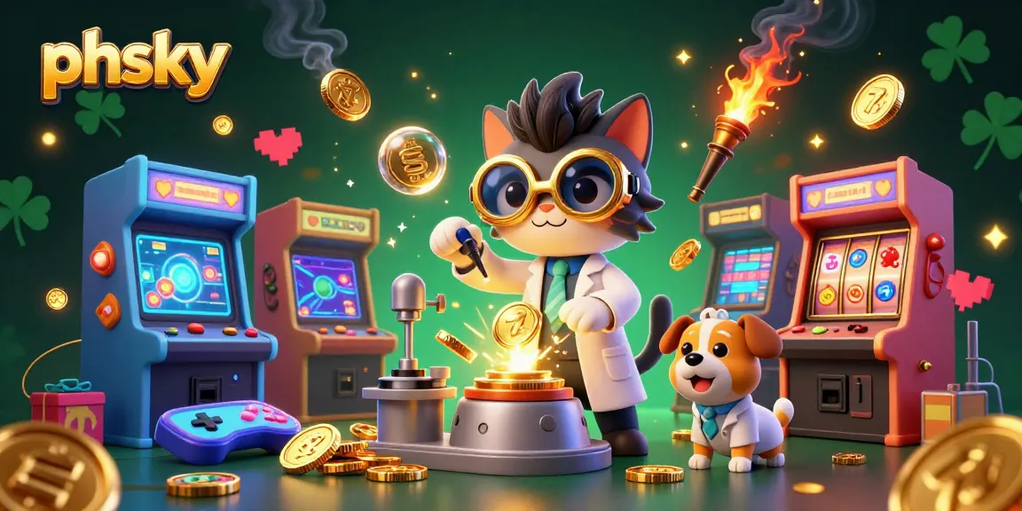 PHSKY transforms play with a vibrant 3D casino scene featuring animated characters and classic gaming elements.
