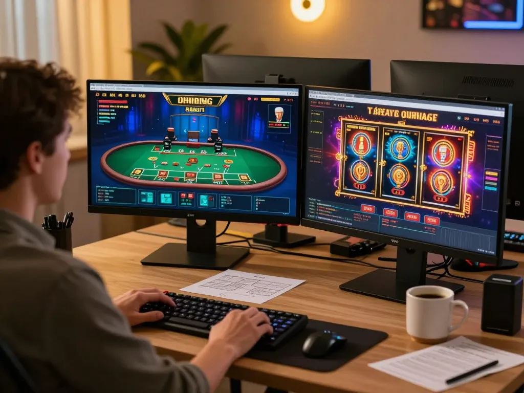 Engaged player using https://net88.wtf/ for online blackjack and slots with strategy notes.