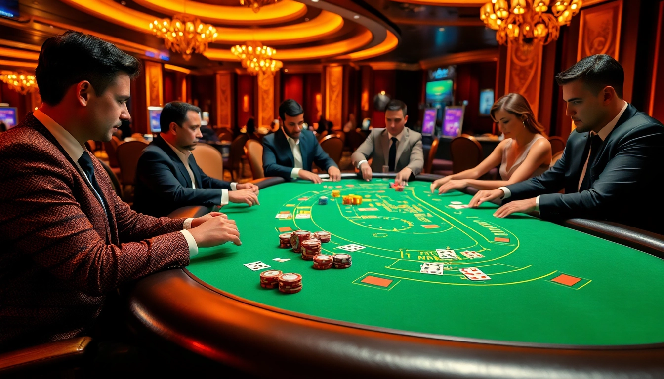 Rajahoki gaming table with vibrant colors and engaging players in a lively casino atmosphere.