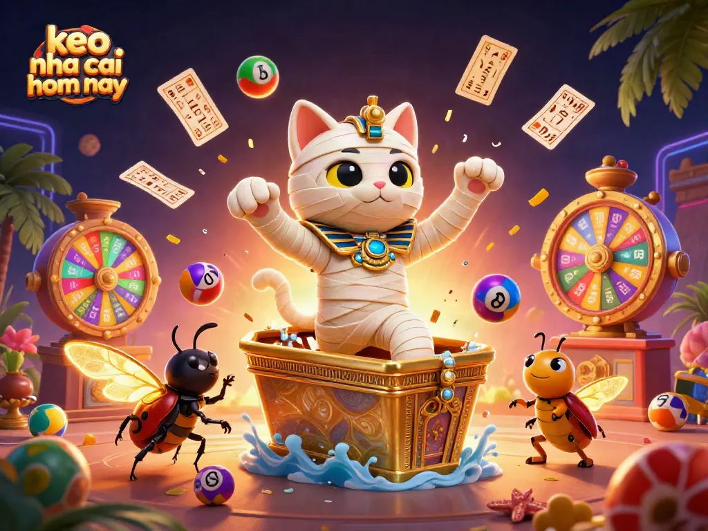 Engage with keo nha cai hom nay for thrilling casino experiences, showcasing a dynamic, colorful 3D scene.