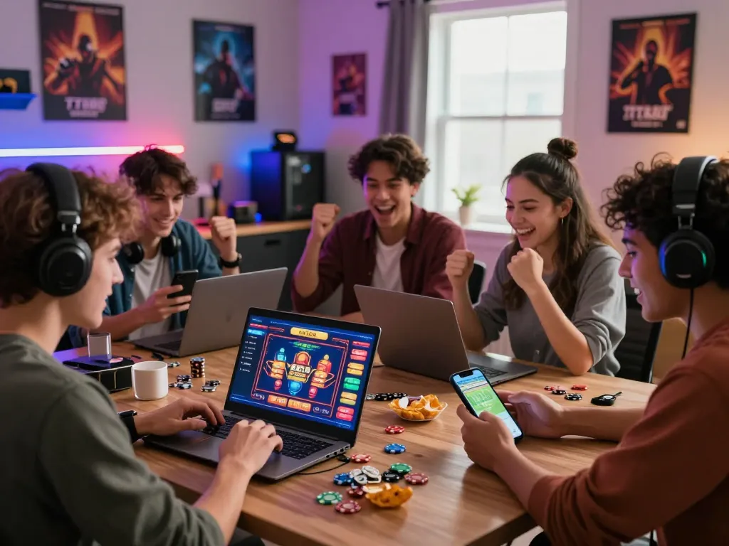 Friends enjoying TT88 online gaming together in a lively atmosphere.