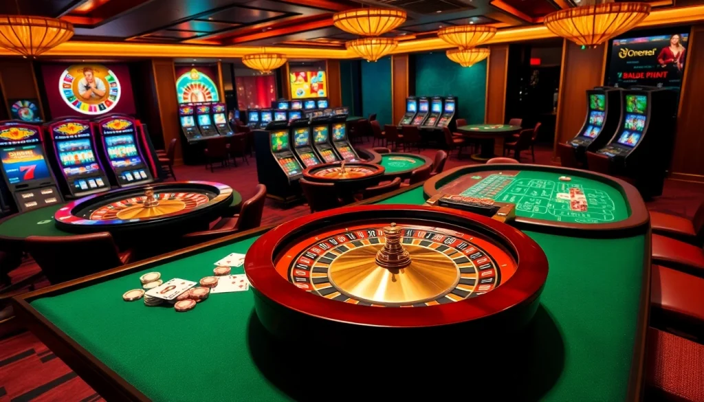 Experience the thrill of gambling with nhà cái one88 in a vibrant online casino setting featuring poker chips, roulette, and slots.