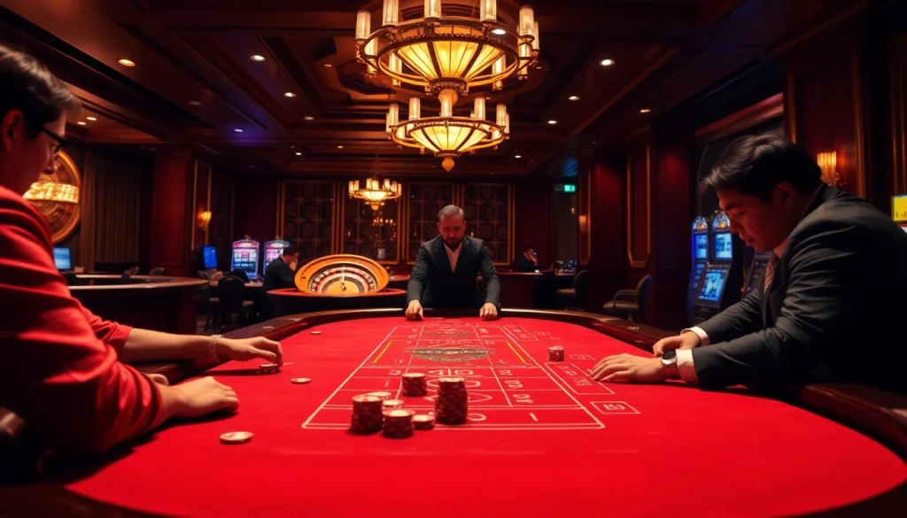 Players strategizing at the Baccarat table in an exhilarating XX88 casino atmosphere.