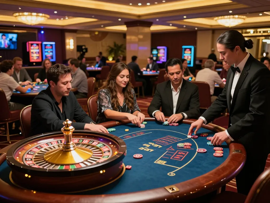 tr88 casino scene with players engaged in strategic gameplay at a vibrant gaming table