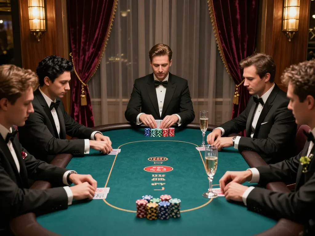 Players strategizing at an exclusive poker table in a luxurious LC88 com casino setting
