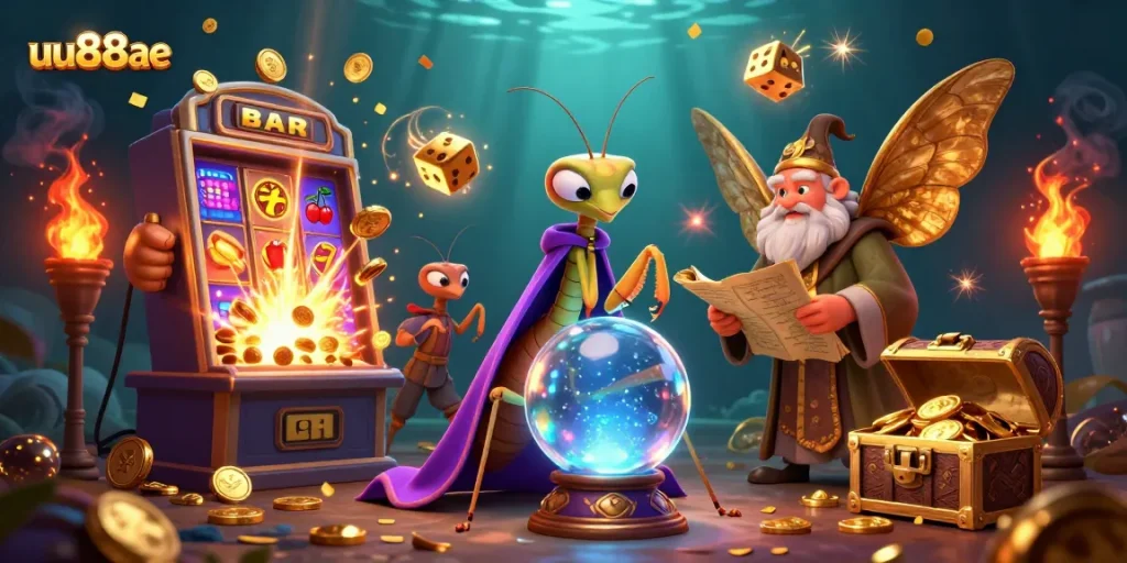 Engage with uu88ae's colorful casino experience featuring jackpot slots, fortune tellers, and lucky symbols.