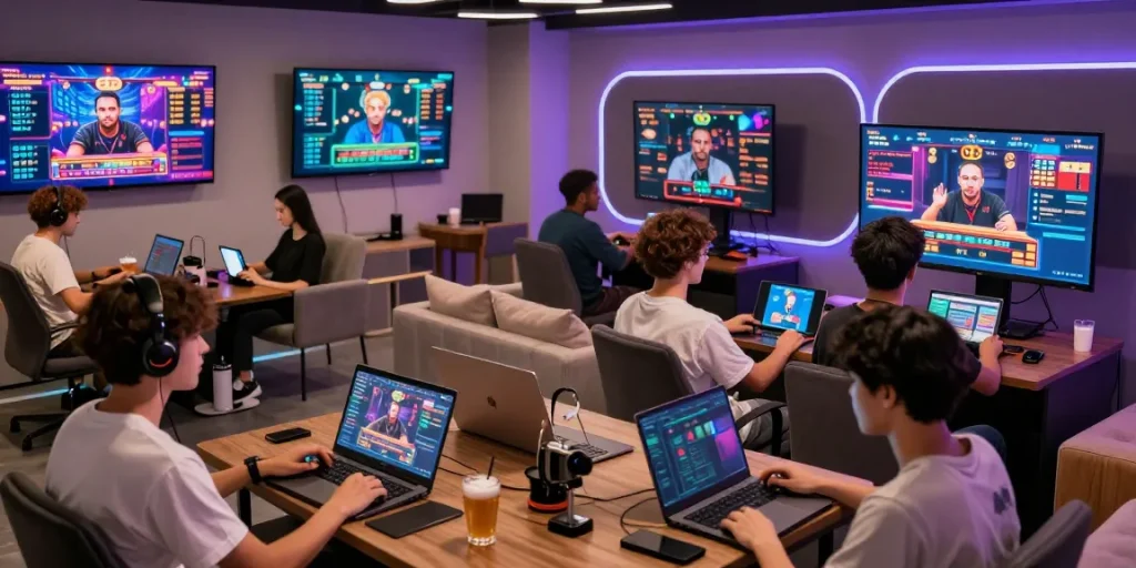 Engaged gamers on 88m casino platform enjoying a vibrant online gaming experience