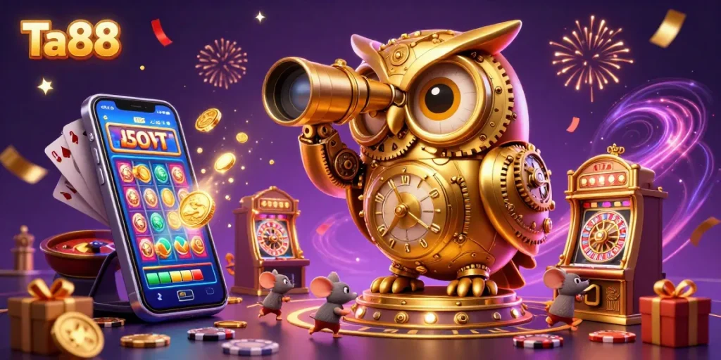 Experience the thrill of winning at Ta88 with an immersive casino atmosphere in vibrant colors.