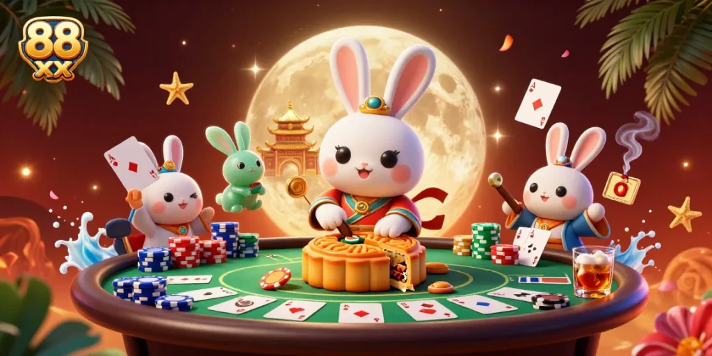 Experience thrilling gaming with the vibrant 88 xx poker scene, featuring cartoon characters and dynamic casino elements.